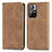 Leather Case Stands Flip Cover Holder S04D for Xiaomi Poco M4 Pro 5G Brown