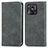 Leather Case Stands Flip Cover Holder S04D for Xiaomi Redmi 10 India Gray