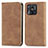 Leather Case Stands Flip Cover Holder S04D for Xiaomi Redmi 10 Power Brown