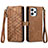 Leather Case Stands Flip Cover Holder S04D for Xiaomi Redmi 12 4G Brown