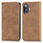 Leather Case Stands Flip Cover Holder S04D for Xiaomi Redmi K40 Gaming 5G Brown