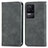 Leather Case Stands Flip Cover Holder S04D for Xiaomi Redmi K50 5G Gray