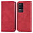 Leather Case Stands Flip Cover Holder S04D for Xiaomi Redmi K50 5G Red