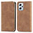 Leather Case Stands Flip Cover Holder S04D for Xiaomi Redmi K50i 5G Brown