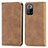 Leather Case Stands Flip Cover Holder S04D for Xiaomi Redmi Note 10 Pro 5G Brown