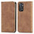 Leather Case Stands Flip Cover Holder S04D for Xiaomi Redmi Note 11 Pro 5G Brown