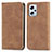 Leather Case Stands Flip Cover Holder S04D for Xiaomi Redmi Note 11T Pro+ Plus 5G Brown