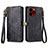 Leather Case Stands Flip Cover Holder S05D for Apple iPhone 14 Pro Black