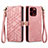 Leather Case Stands Flip Cover Holder S05D for Apple iPhone 14 Pro Rose Gold