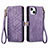 Leather Case Stands Flip Cover Holder S05D for Apple iPhone 15 Plus Purple