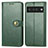 Leather Case Stands Flip Cover Holder S05D for Google Pixel 6 Pro 5G Green