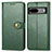 Leather Case Stands Flip Cover Holder S05D for Google Pixel 7a 5G Green