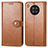 Leather Case Stands Flip Cover Holder S05D for Huawei Honor 50 Lite Brown