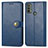 Leather Case Stands Flip Cover Holder S05D for Motorola Moto E30 Blue