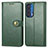 Leather Case Stands Flip Cover Holder S05D for Motorola Moto Edge (2021) 5G Green