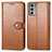 Leather Case Stands Flip Cover Holder S05D for Motorola Moto Edge Lite 5G Brown