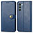 Leather Case Stands Flip Cover Holder S05D for Motorola Moto Edge S30 5G Blue