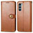 Leather Case Stands Flip Cover Holder S05D for Motorola Moto Edge S30 5G Brown