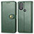 Leather Case Stands Flip Cover Holder S05D for Motorola Moto G Play Gen 2 Green