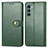 Leather Case Stands Flip Cover Holder S05D for Motorola Moto G200 5G Green