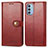 Leather Case Stands Flip Cover Holder S05D for Motorola Moto G51 5G Red