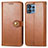 Leather Case Stands Flip Cover Holder S05D for Motorola Moto X40 5G Brown