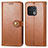 Leather Case Stands Flip Cover Holder S05D for OnePlus 10 Pro 5G Brown