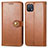 Leather Case Stands Flip Cover Holder S05D for Oppo A16K Brown