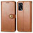 Leather Case Stands Flip Cover Holder S05D for Oppo A16s Brown