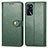 Leather Case Stands Flip Cover Holder S05D for Oppo A16s Green