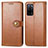 Leather Case Stands Flip Cover Holder S05D for Oppo A53s 5G Brown