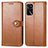 Leather Case Stands Flip Cover Holder S05D for Oppo A54s Brown