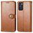 Leather Case Stands Flip Cover Holder S05D for Oppo Reno6 5G Brown