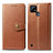 Leather Case Stands Flip Cover Holder S05D for Realme C25Y India Brown