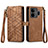 Leather Case Stands Flip Cover Holder S05D for Realme GT Neo5 5G Brown