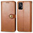 Leather Case Stands Flip Cover Holder S05D for Realme Q3 Pro 5G Brown