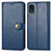 Leather Case Stands Flip Cover Holder S05D for Samsung Galaxy A03 Core Blue