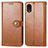 Leather Case Stands Flip Cover Holder S05D for Samsung Galaxy A03 Core Brown