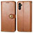 Leather Case Stands Flip Cover Holder S05D for Samsung Galaxy A04s Brown