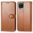 Leather Case Stands Flip Cover Holder S05D for Samsung Galaxy A12 5G Brown