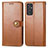 Leather Case Stands Flip Cover Holder S05D for Samsung Galaxy A15 4G Brown
