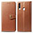 Leather Case Stands Flip Cover Holder S05D for Samsung Galaxy A20s Brown