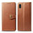 Leather Case Stands Flip Cover Holder S05D for Samsung Galaxy A21 SC-42A Brown