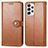 Leather Case Stands Flip Cover Holder S05D for Samsung Galaxy A33 5G Brown