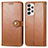 Leather Case Stands Flip Cover Holder S05D for Samsung Galaxy A53 5G Brown