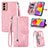 Leather Case Stands Flip Cover Holder S05D for Samsung Galaxy M13 4G Pink