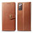 Leather Case Stands Flip Cover Holder S05D for Samsung Galaxy Note 20 5G Brown