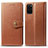 Leather Case Stands Flip Cover Holder S05D for Samsung Galaxy S20 Plus 5G Brown