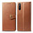 Leather Case Stands Flip Cover Holder S05D for Sony Xperia 10 III SO-52B Brown