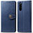 Leather Case Stands Flip Cover Holder S05D for Sony Xperia 5 Blue